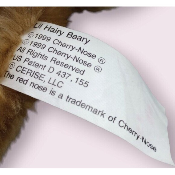 Vtg Cherry Nose Lil Hairy Beary Brown Teddy Bear Plush Tissue Holder Comfort - Picture 11 of 13